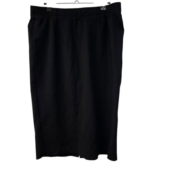 Eileen Fisher Pencil Skirt Black Petite Large Washable Stretch Crepe Pull on - Picture 1 of 5